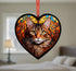 Tabby Cat Stained Glass Effect Heart Suncatcher